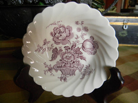 Lavender English Transferware Berry Bowl Candy Dish Charlotte Victorian Flowers Clarice CLiff