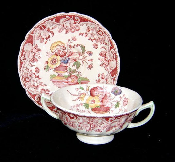 Red Spode Ware Red Transferware