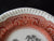 Spode Copeland Morocco Brick Red & Black Two Color Copeland Transferware Plate Garden with Conservatory / Roses / Urn Flowers