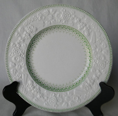 Antique Mint / Apple Green Transferware Side Plate English Earthenware Embossed Floral and Fern Border