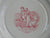 Pink / Red Transferware Square Shape Plate Colonial Times - Going to Church - Historical - Pilgrim / Thanksgiving Dinnerware