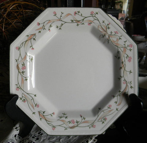 English Roses Octagon Shape Plate Pink Ribbons Eternal Beau Johnson Brothers