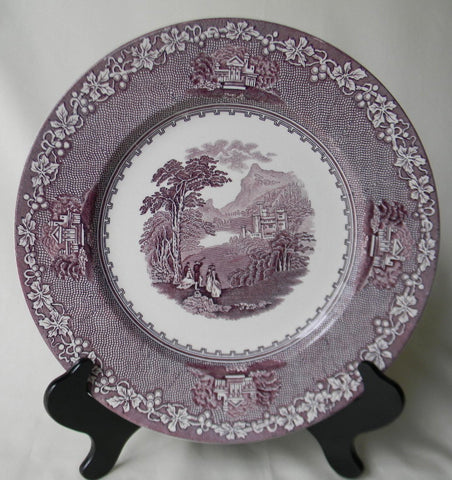 10” Purple Transferware Plate mountain scene Jenny Lind Royal staffordshire