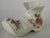 English Staffordshire Brown Polychrome Transferware  Flower Pot Boot Shaped Planter Roses