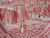 Red Transferware Dinner Plate Strolling Couple Gazebo Geometric Border Landscape