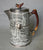 Circa 1934 Faux Bois Black English Transferware Coffee Hot Water Pot Silver Shield Wood Grain Antler Shaped Details