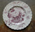 Lavender Purple Floral Toile Transferware Victorian Plate Basket of Roses Charlotte
