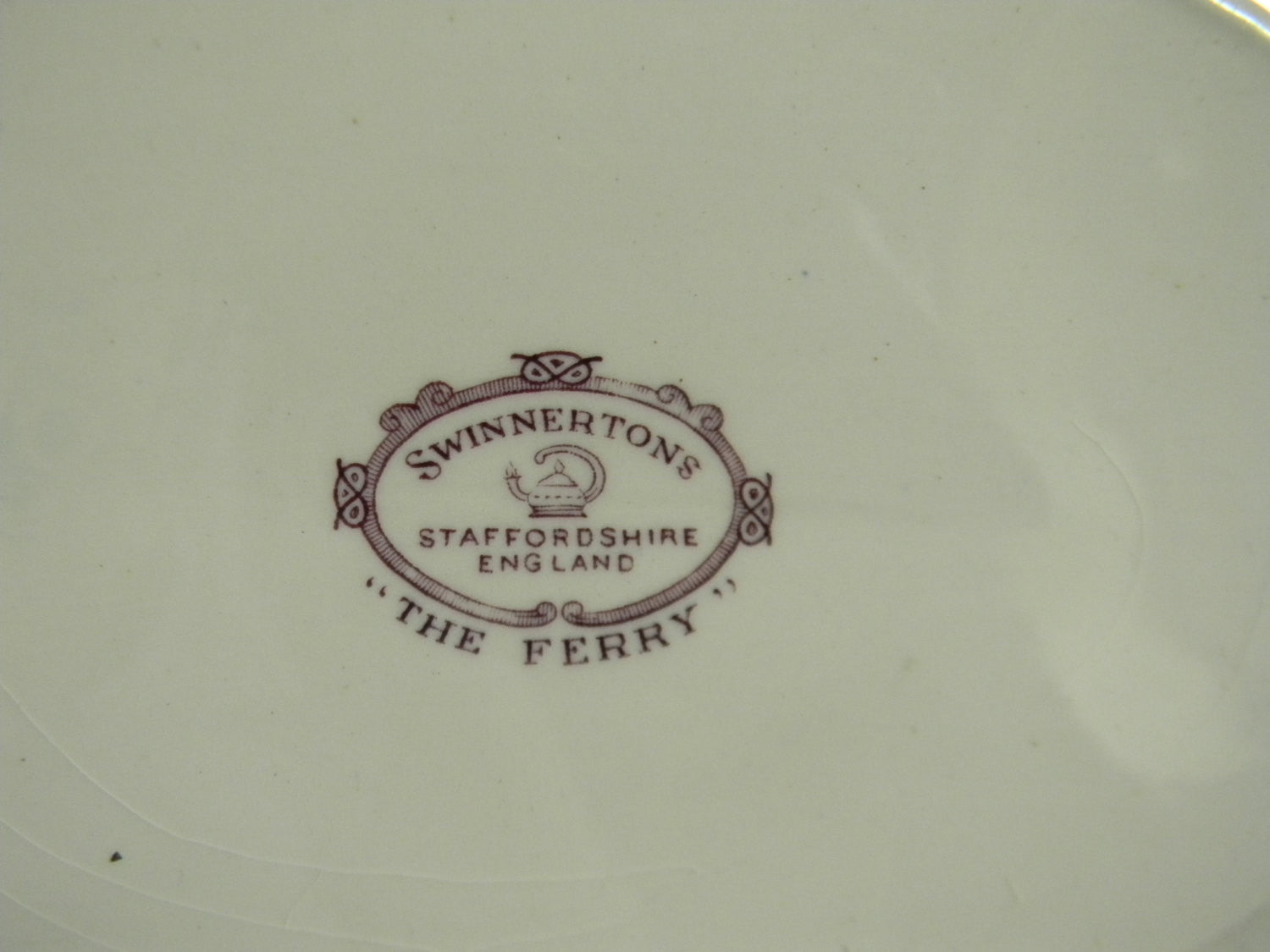 Swinnertons "The Ferry" Purple English Transfer Ware Platter Scenic Fe