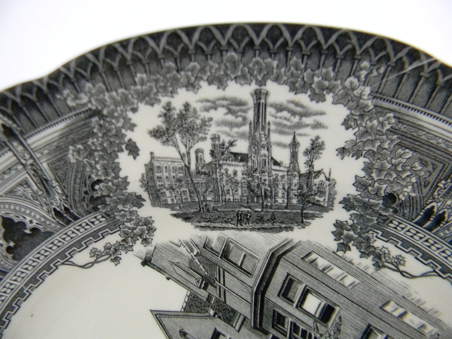 Copeland Spode Black Transferware Charger Plate Stunning Architectural