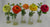 Set of Five Artificial Silk Flower Arrangements Ranunculus (Roses) in Vintage Repro Glass  Milk Bottles