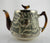 Circa 1934 Faux Bois Black English Transferware Teapot Tea Pot Silver Shield Wood Grain Antler Shaped Details STUNNING