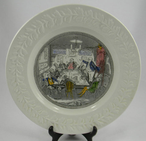 Vintage English Ironstone Black Transfeware Plate Charles Dickens Pickwick Papers Mr Pickwick Addresses the Club