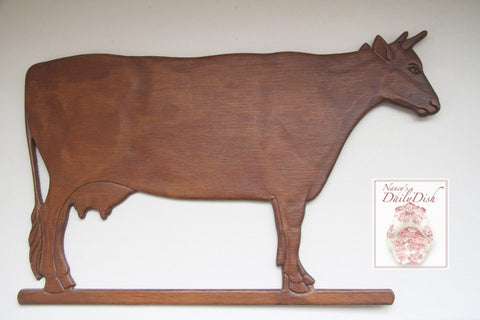 Antique Country French Carved Wooden Wood Bovine Cow / Bull Wall Plaque Sign