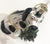 Black & White Staffordshire King Cavalier Spaniel Dog w/ Christmas Wreath Ornament