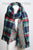 Blue Tartan Plaid Houndstooth Reversible Oversized Blanket Scarf / Shawl or Table Runner - Extra Long Thick & Wide