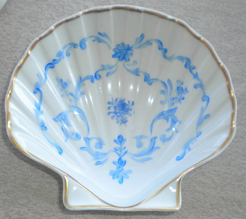 French Limoges Seashell Plates / Dish light blue Flowers
