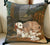 New Dog w/ Puppies Needlepoint Petit Point Green Brown Pillow Cover